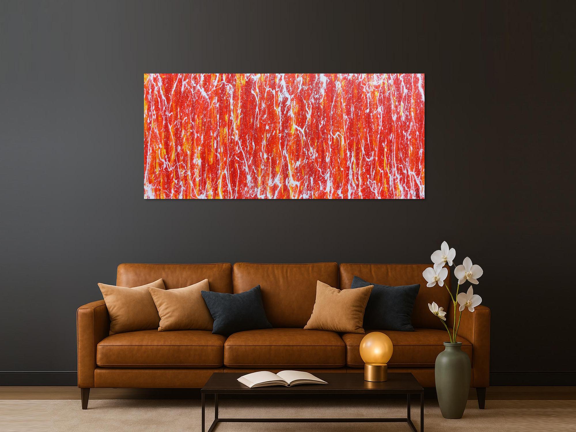 Modernes Acrylbild in orange und weiß