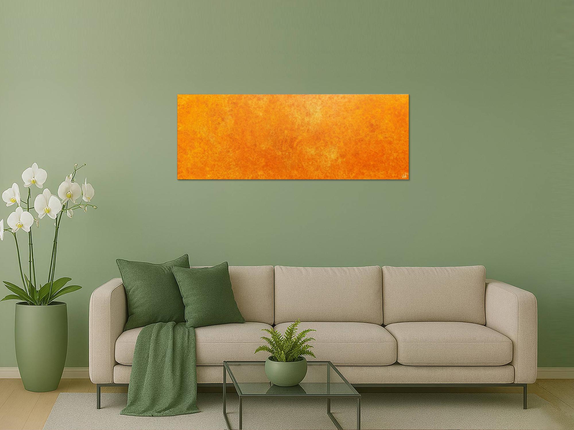 Oranges Acrylbild mit spannendem Muster