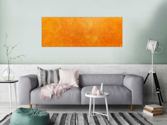 Oranges Acrylbild mit spannendem Muster