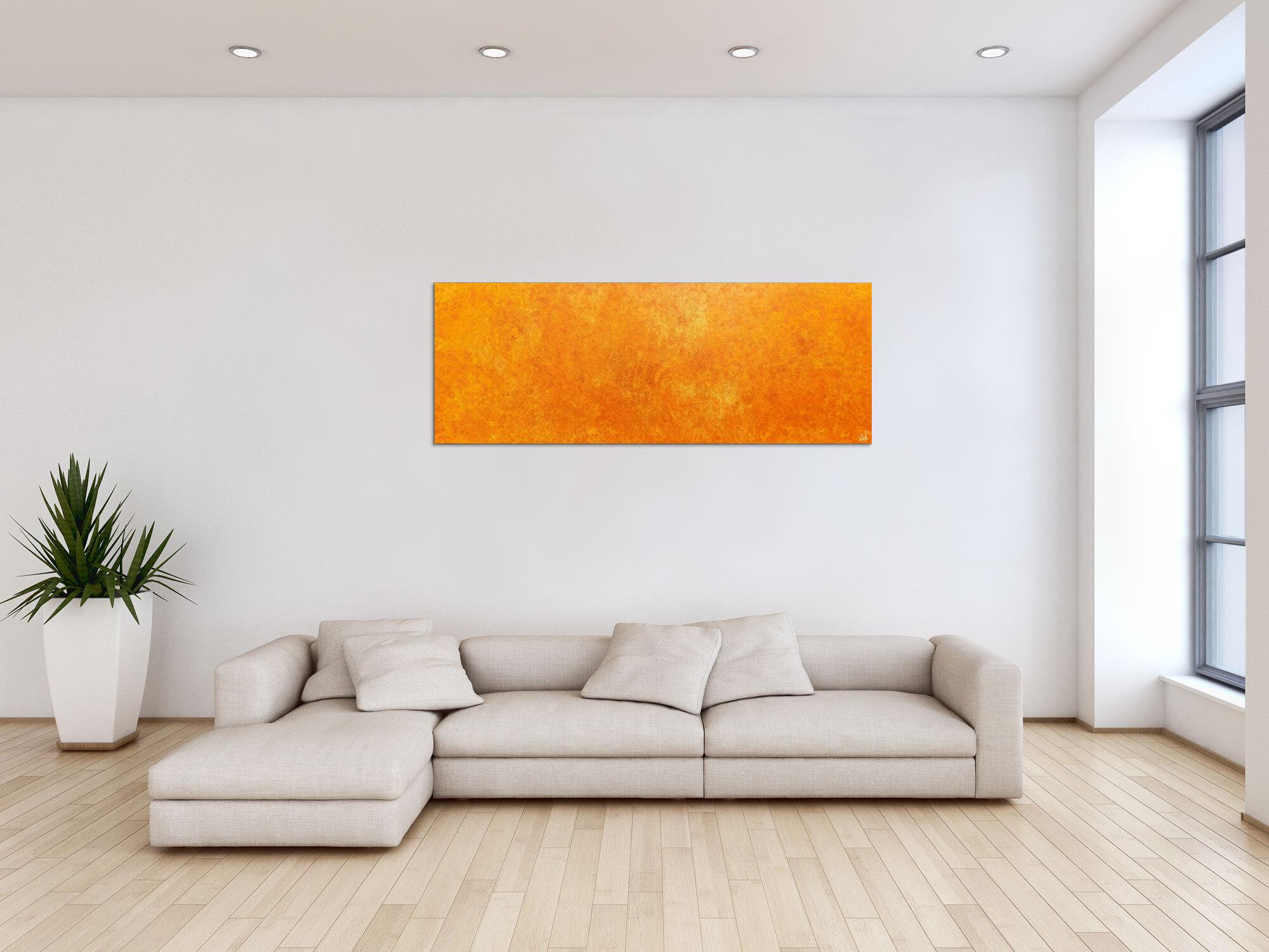 Oranges Acrylbild mit spannendem Muster