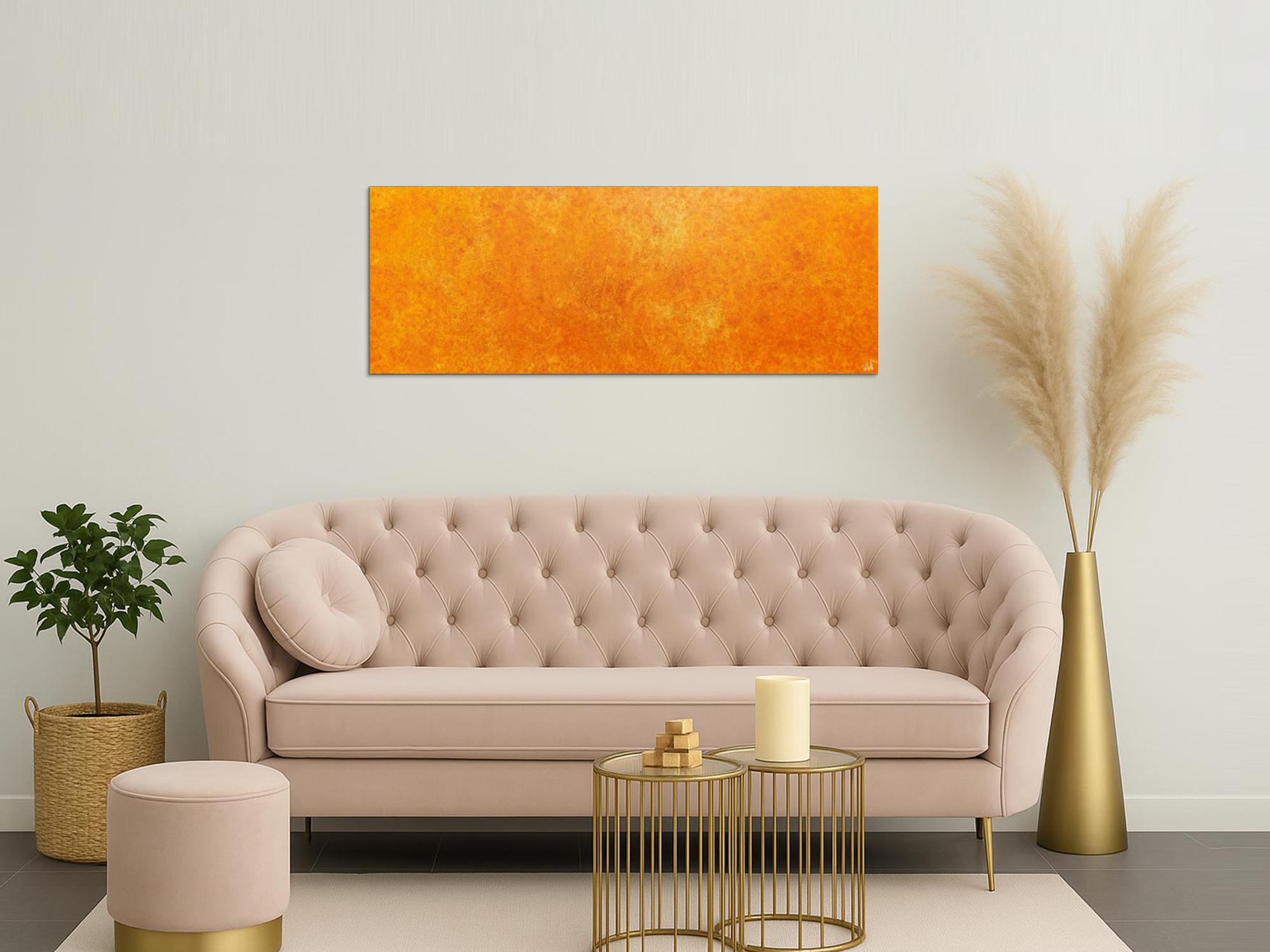 Oranges Acrylbild mit spannendem Muster