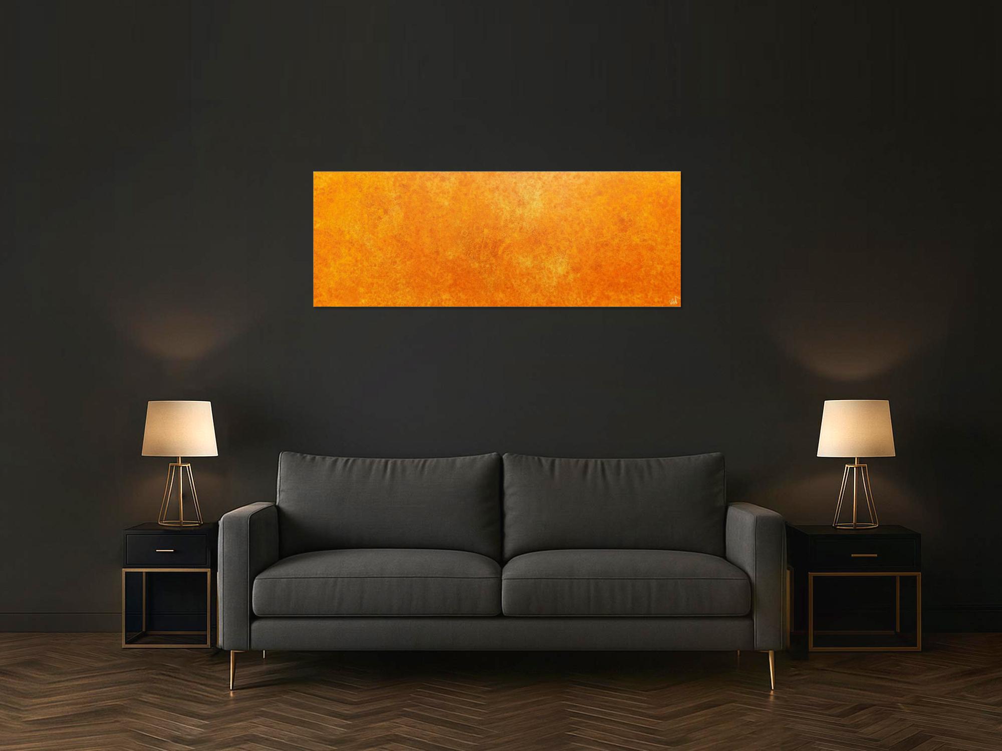 Oranges Acrylbild mit spannendem Muster