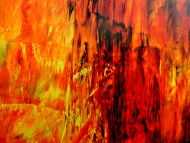 Detailaufnahme Sehr starkes abstrakes Acrylbild in schwarz orange rot und gelb