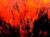 Detailaufnahme Sehr starkes abstrakes Acrylbild in schwarz orange rot und gelb