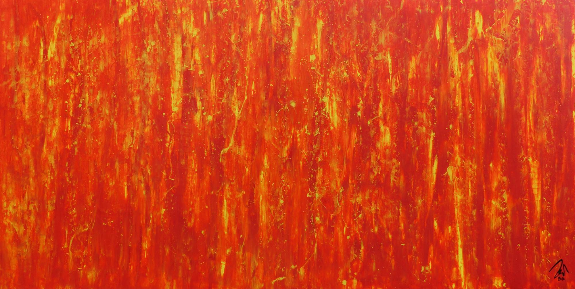 Modernes Acrylgemälde in orange abstrakt schlicht