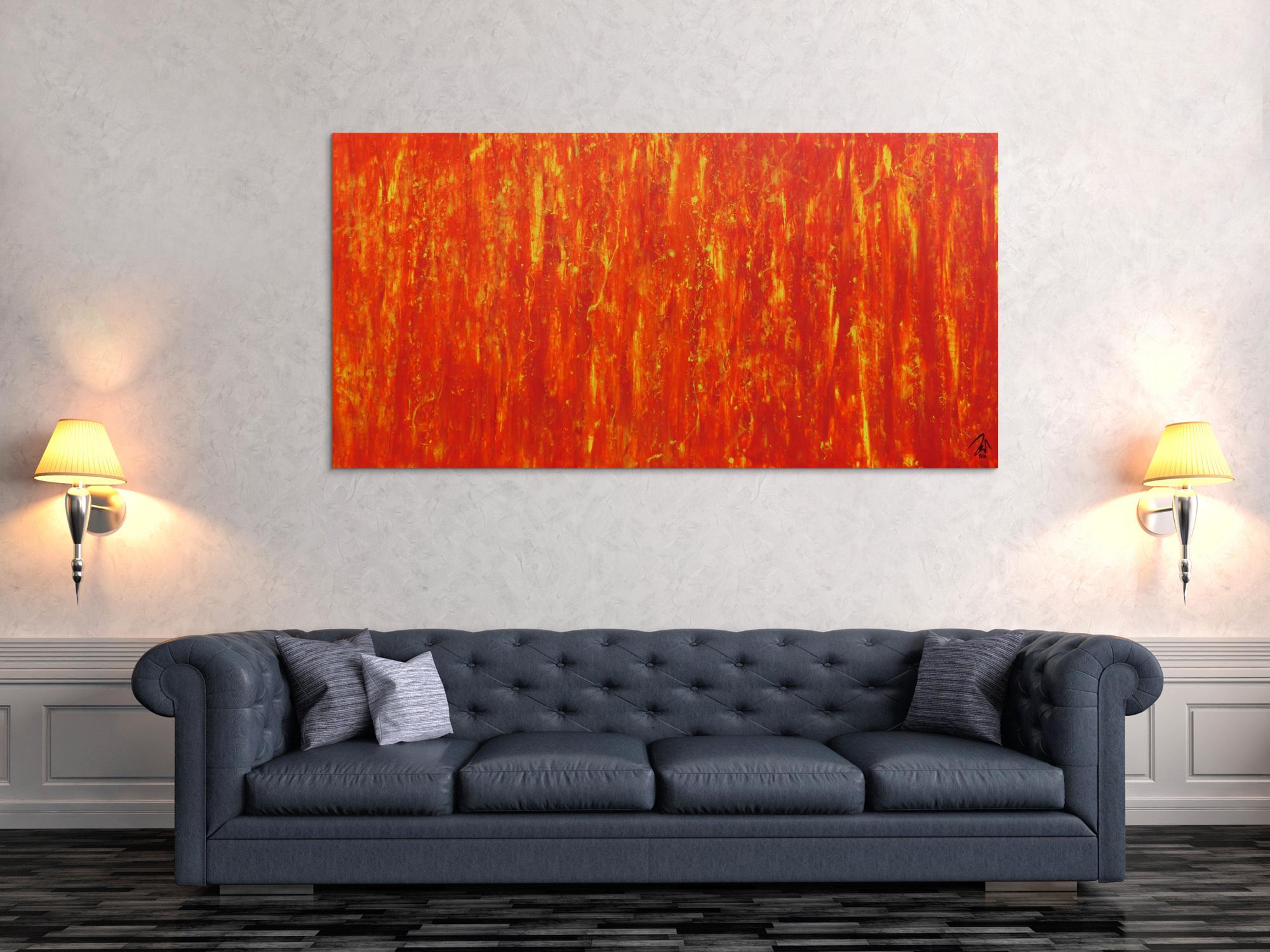Modernes Acrylgemälde in orange abstrakt schlicht