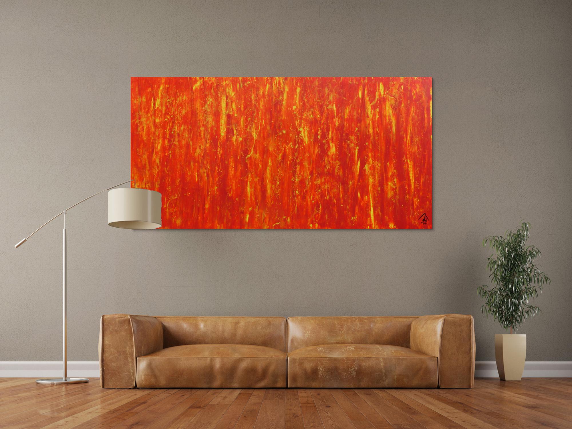Modernes Acrylgemälde in orange abstrakt schlicht