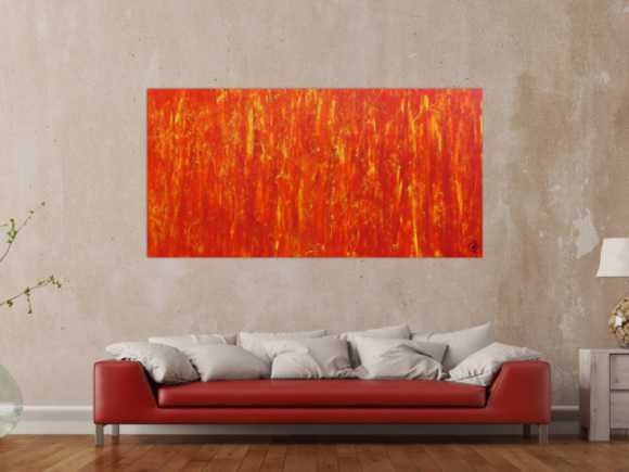 Modernes Acrylgemälde in orange abstrakt schlicht