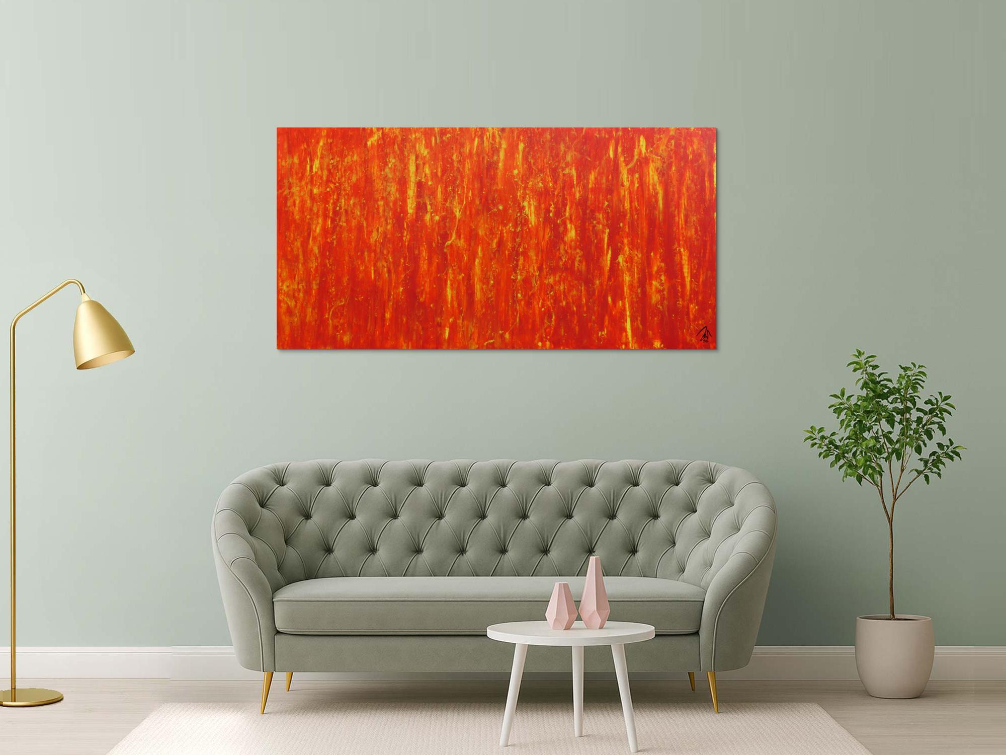 Modernes Acrylgemälde in orange abstrakt schlicht