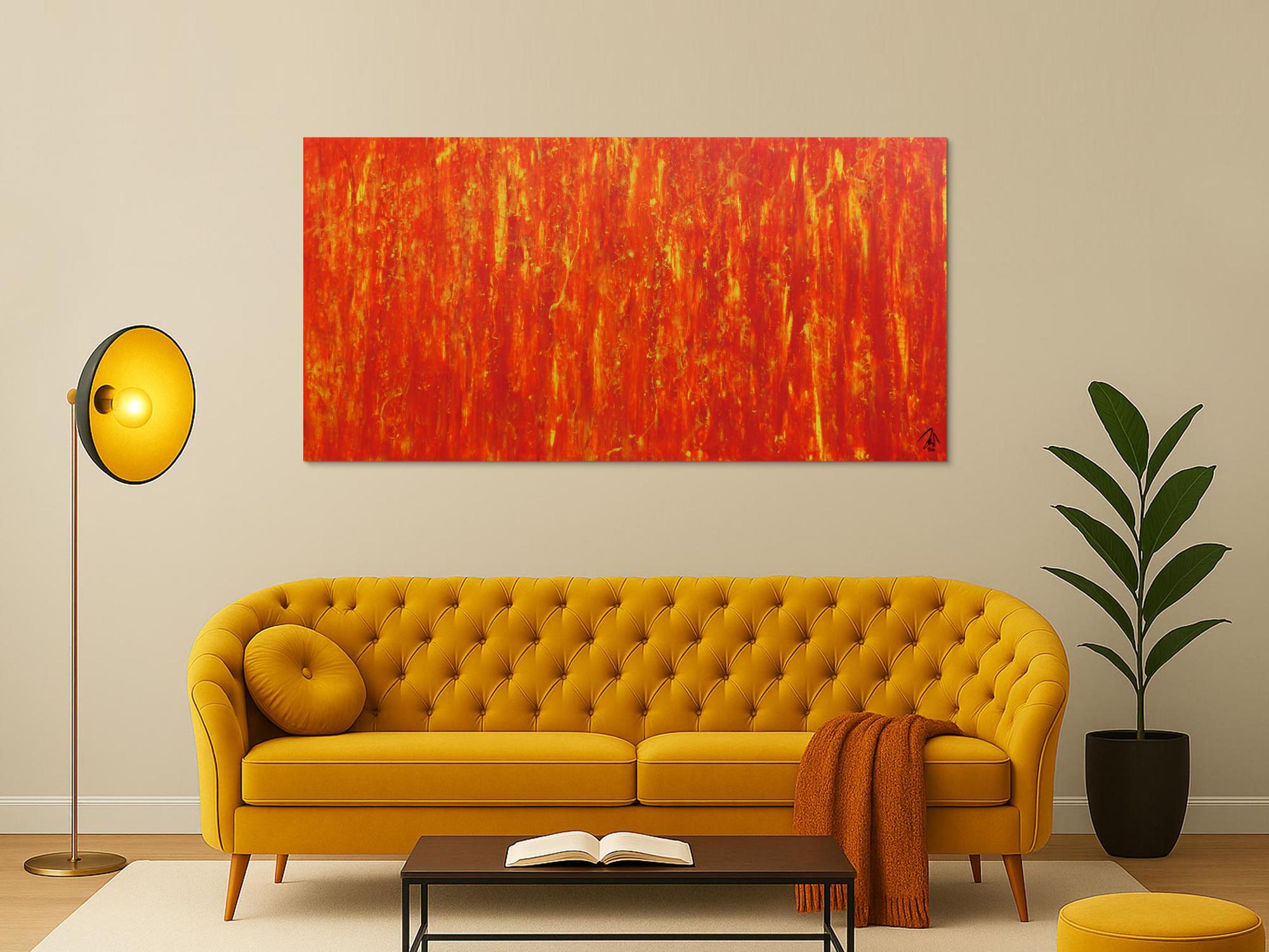 Modernes Acrylgemälde in orange abstrakt schlicht