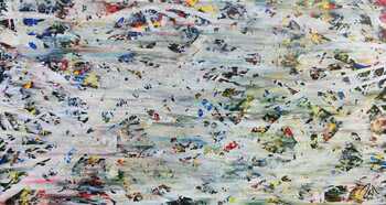 Helles abstraktes Acrylbild mit viel weiß und hellen Farben