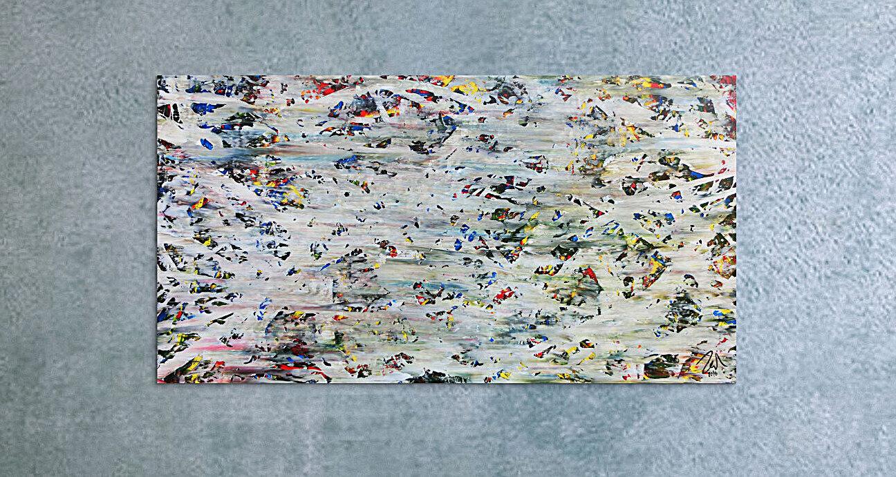 Helles abstraktes Acrylbild mit viel weiß und hellen Farben