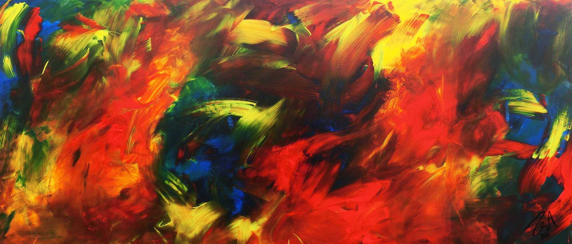 Buntes abstraktes Acrylbild moderne Malerei mit vielen Farben