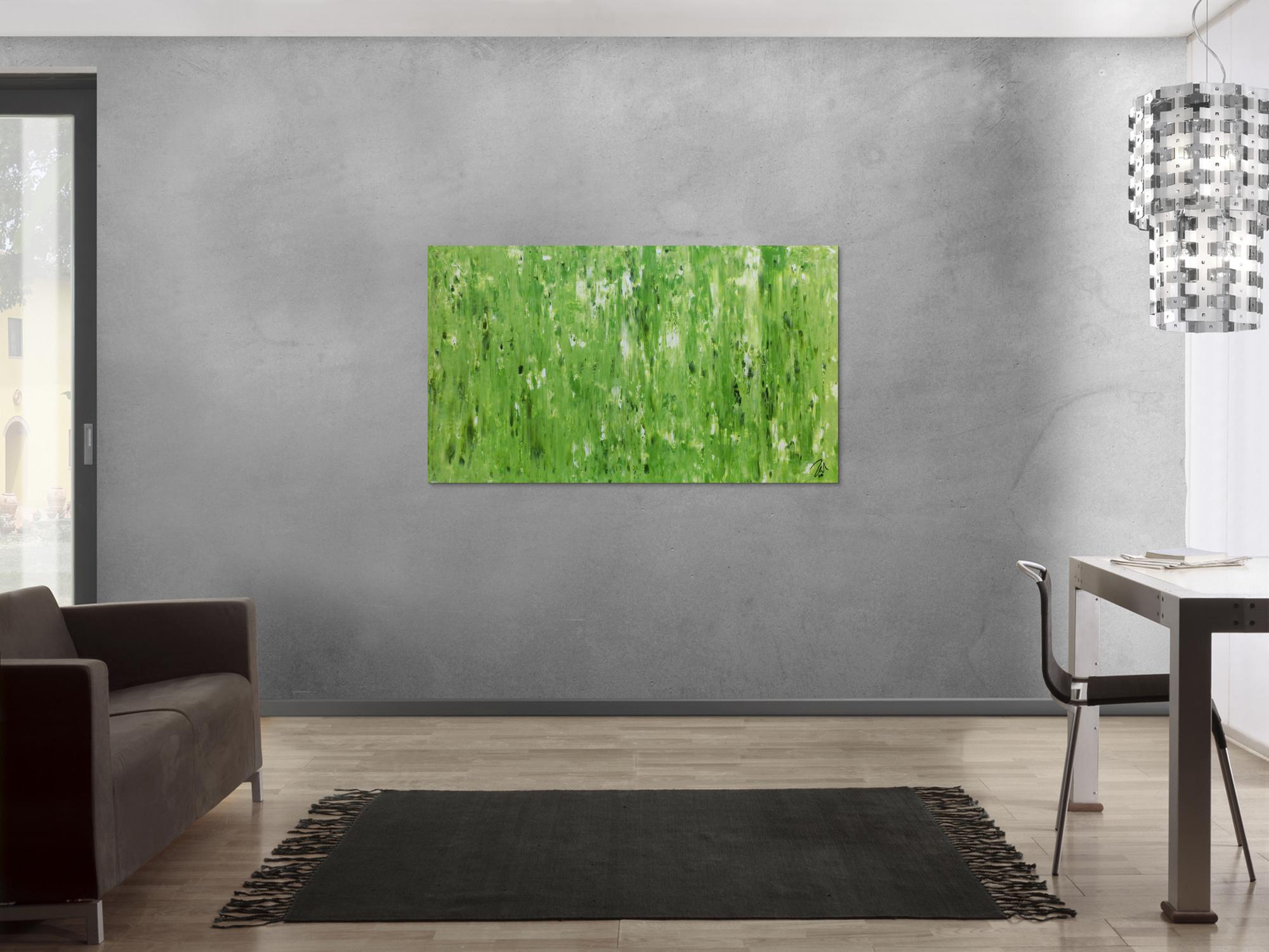 Modernes schlichtes Acrylbild abstrakt in grün