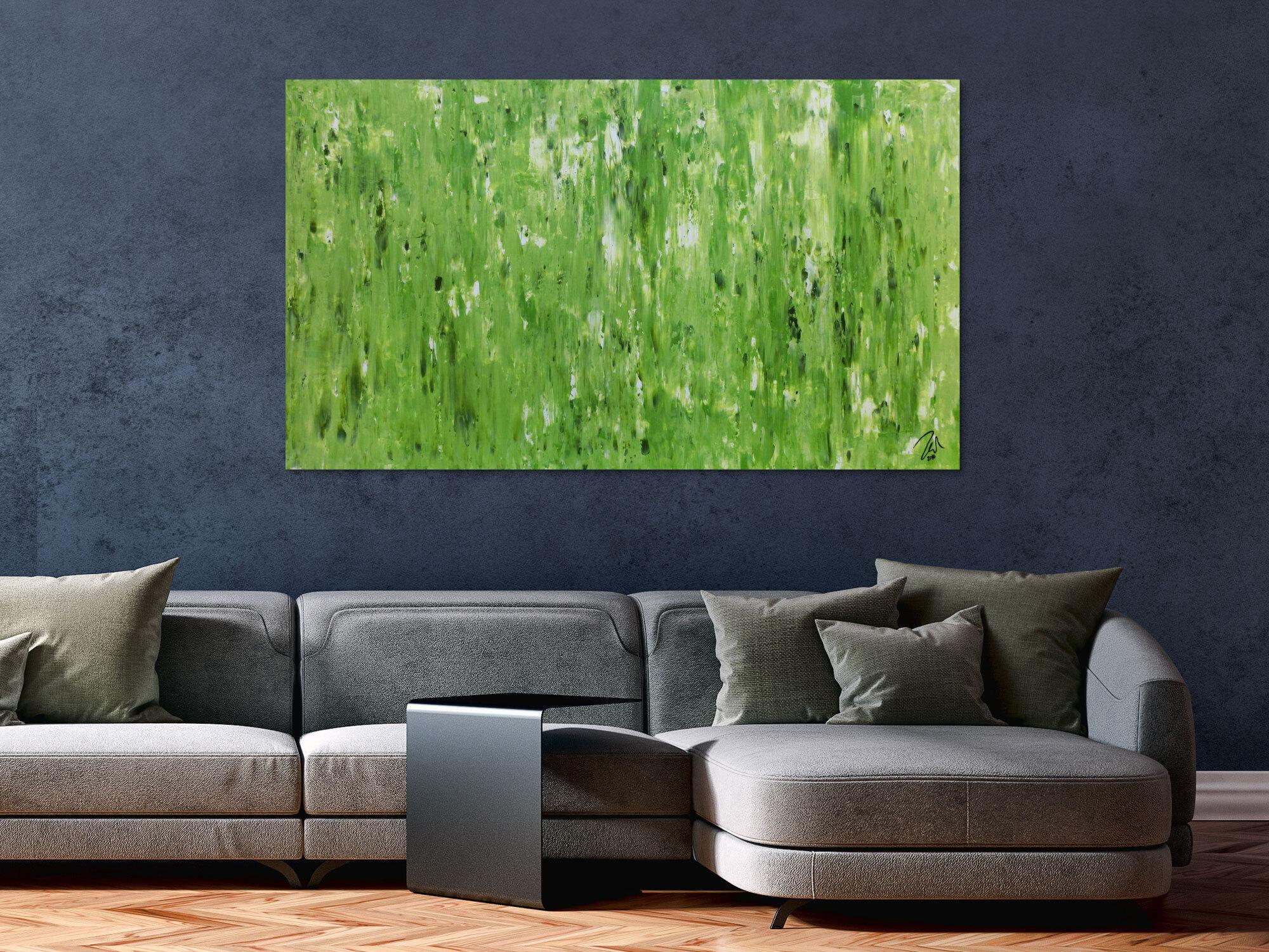 Modernes schlichtes Acrylbild abstrakt in grün