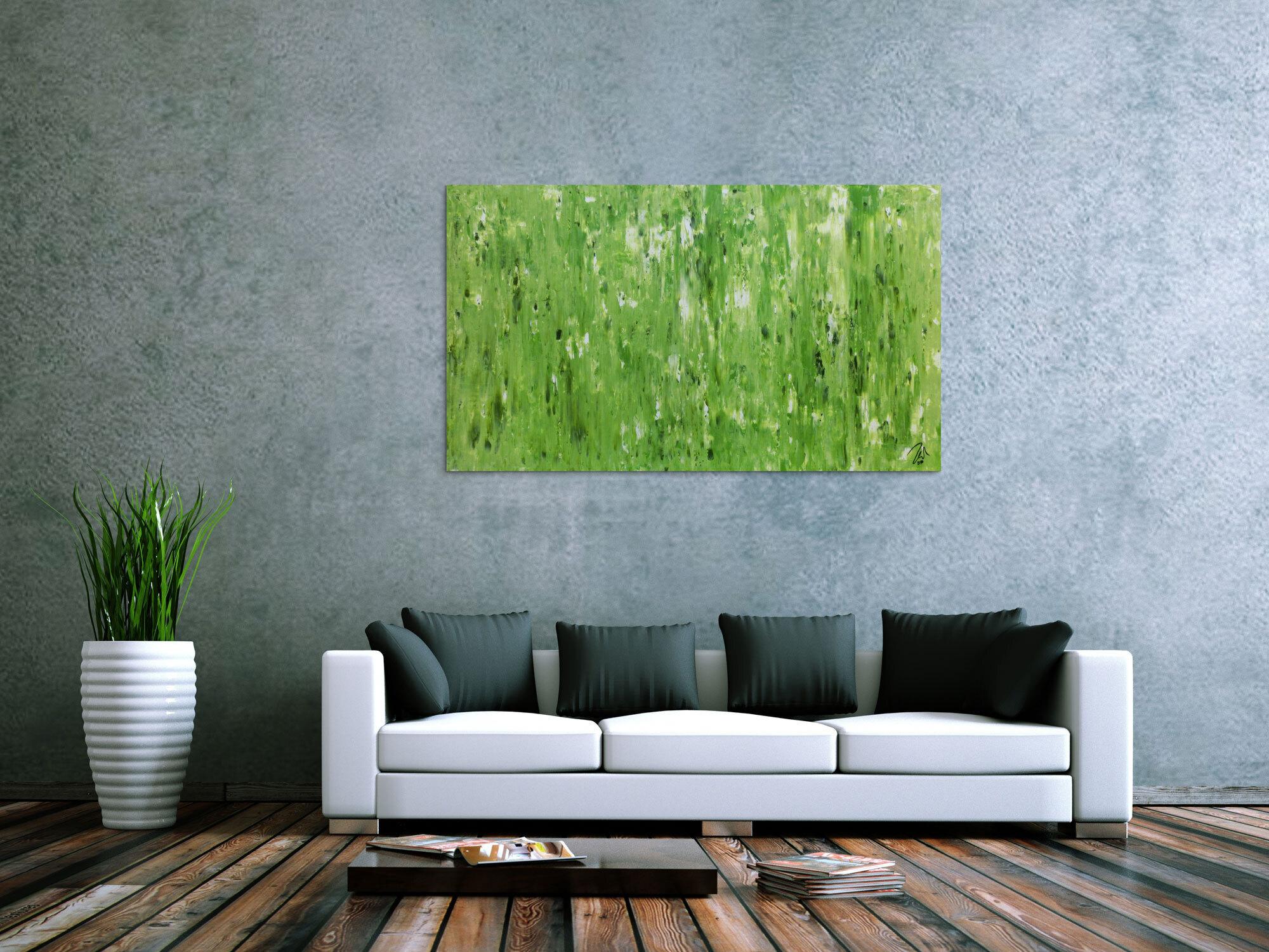 Modernes schlichtes Acrylbild abstrakt in grün