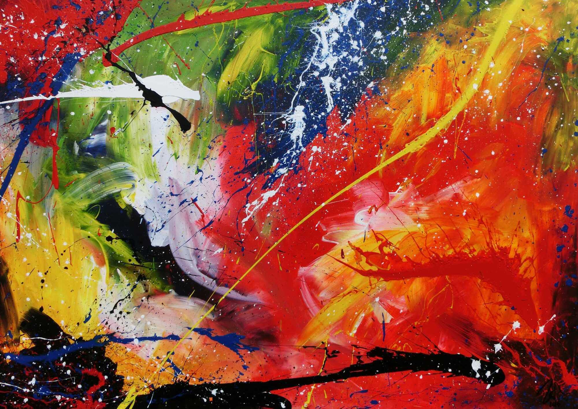 Sehr buntes Acrylgemälde abstrakt modern farbenfroh