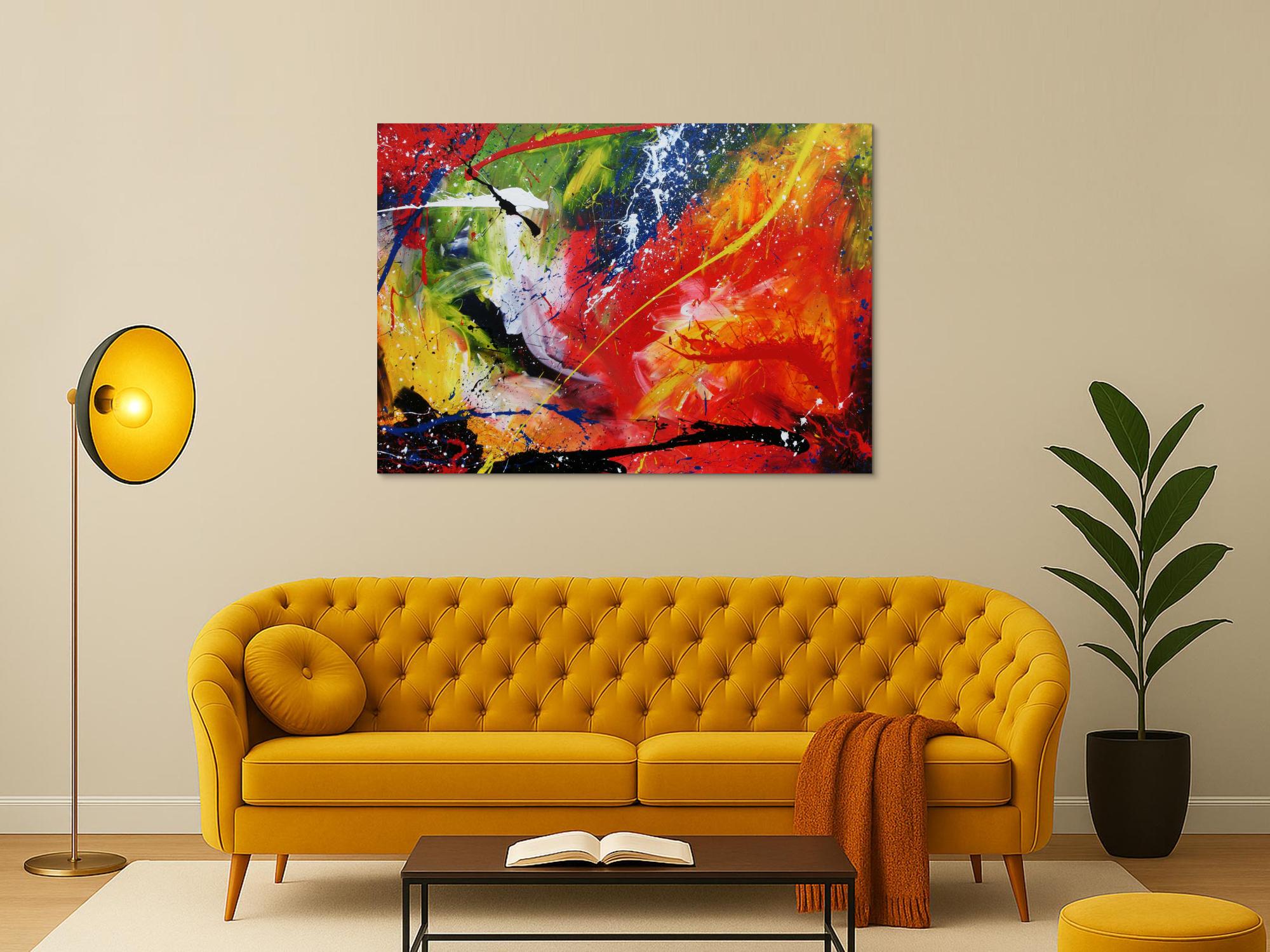 Sehr buntes Acrylgemälde abstrakt modern farbenfroh