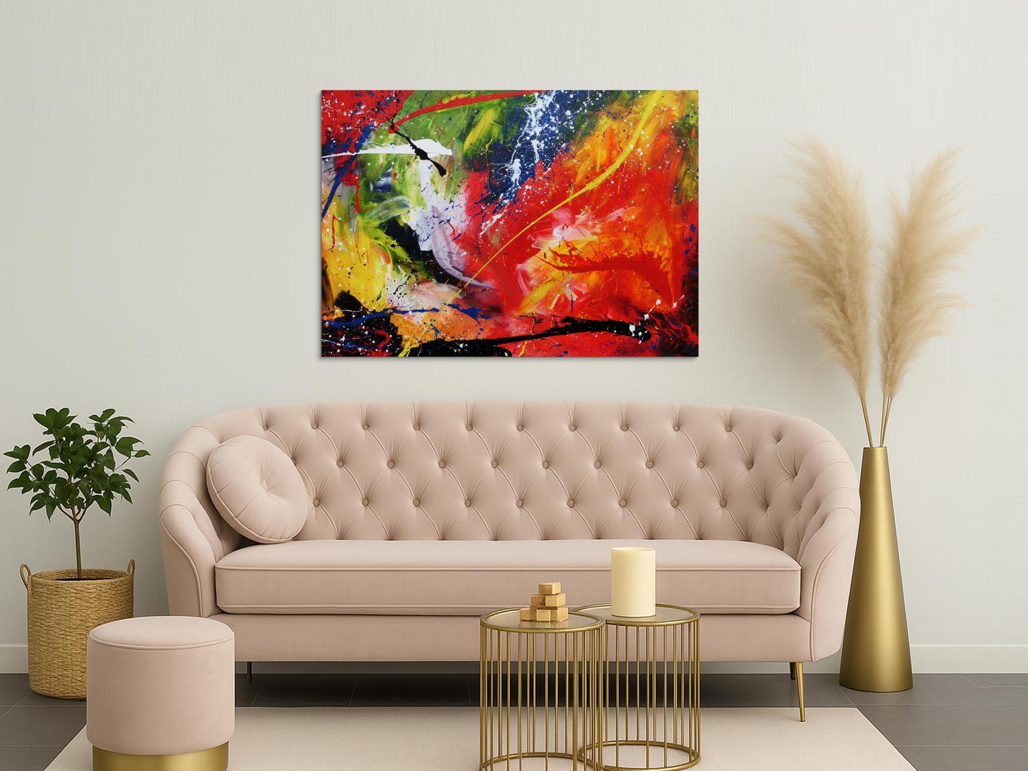 Sehr buntes Acrylgemälde abstrakt modern farbenfroh