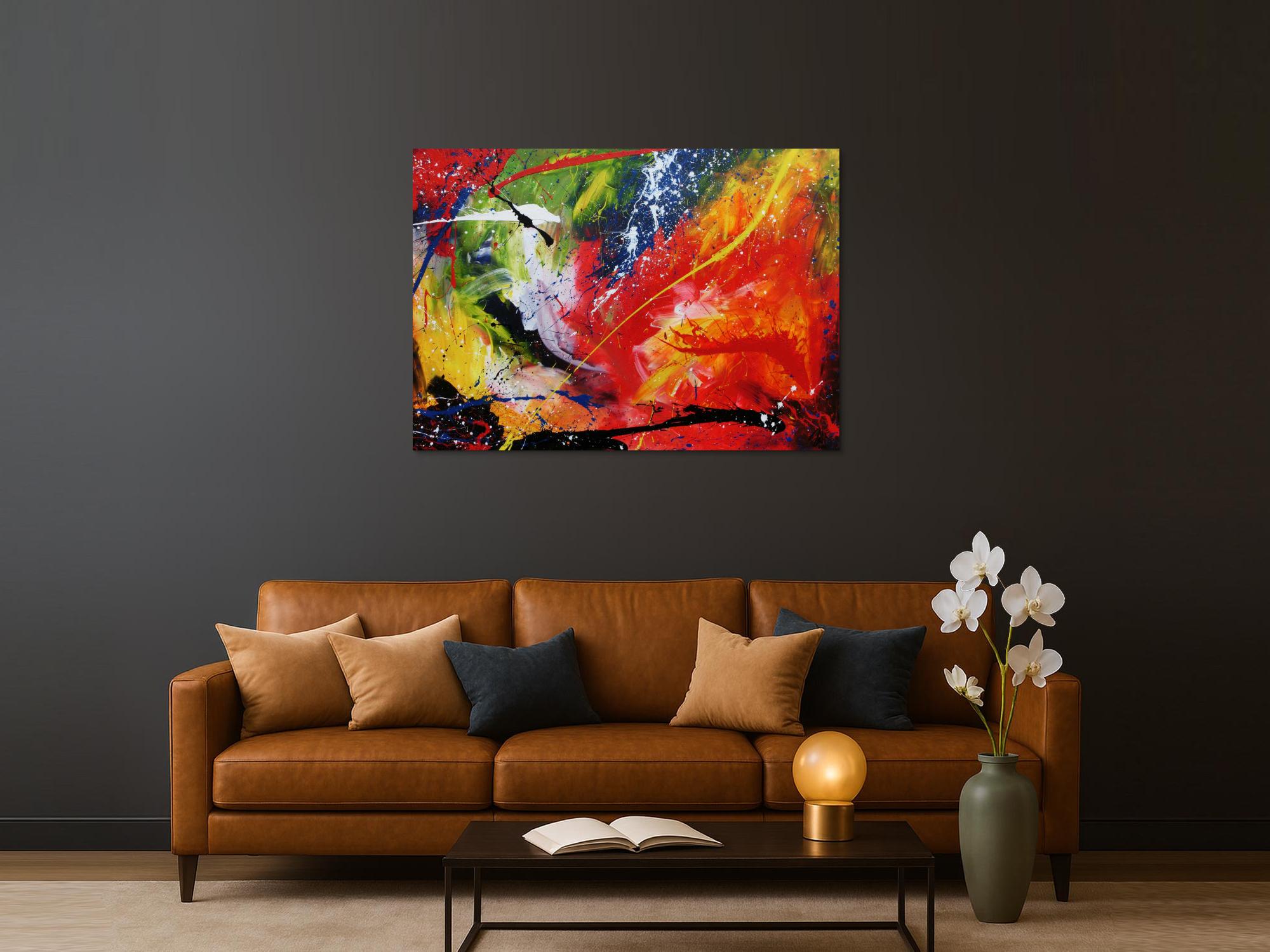 Sehr buntes Acrylgemälde abstrakt modern farbenfroh