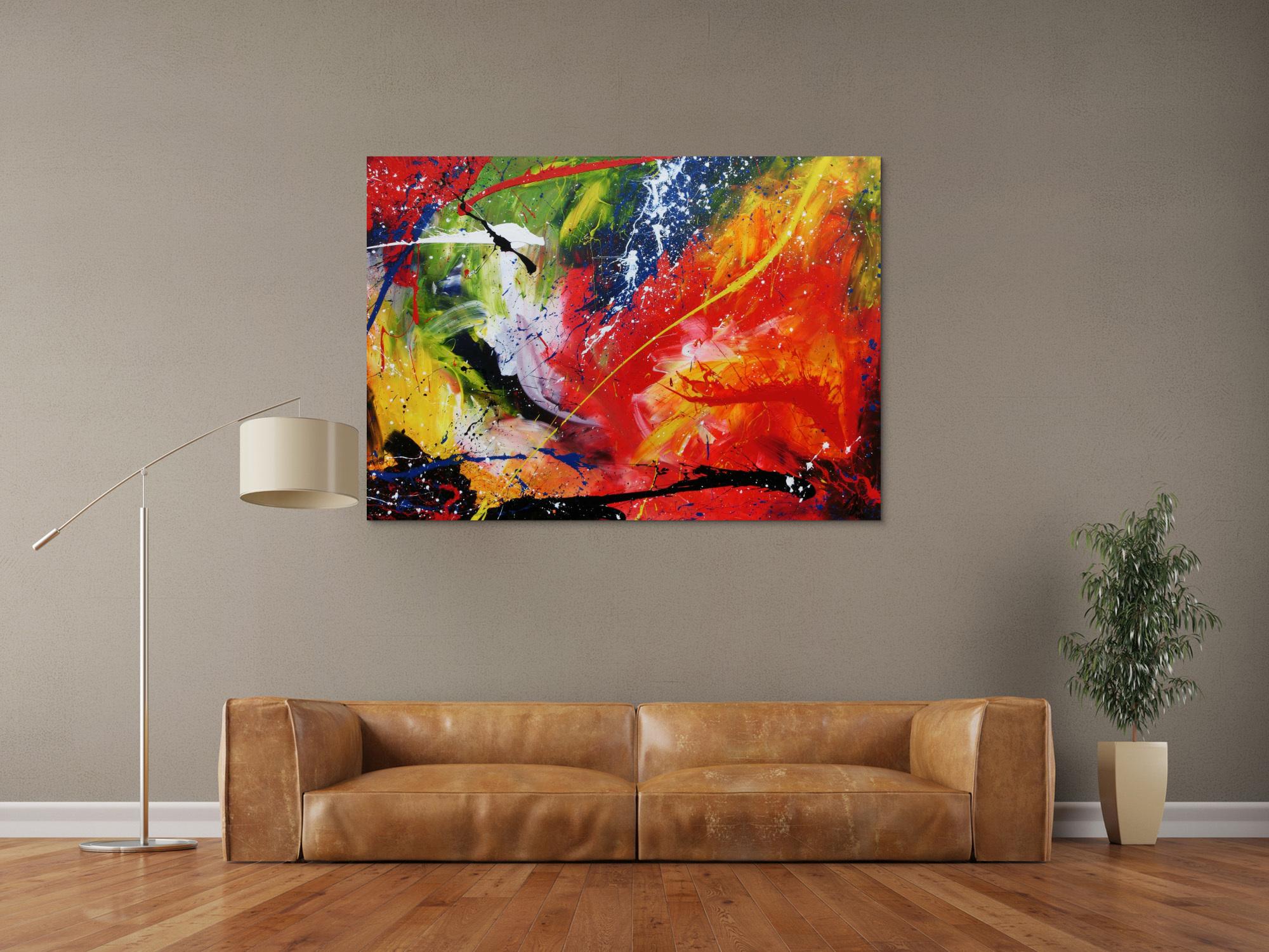 Sehr buntes Acrylgemälde abstrakt modern farbenfroh