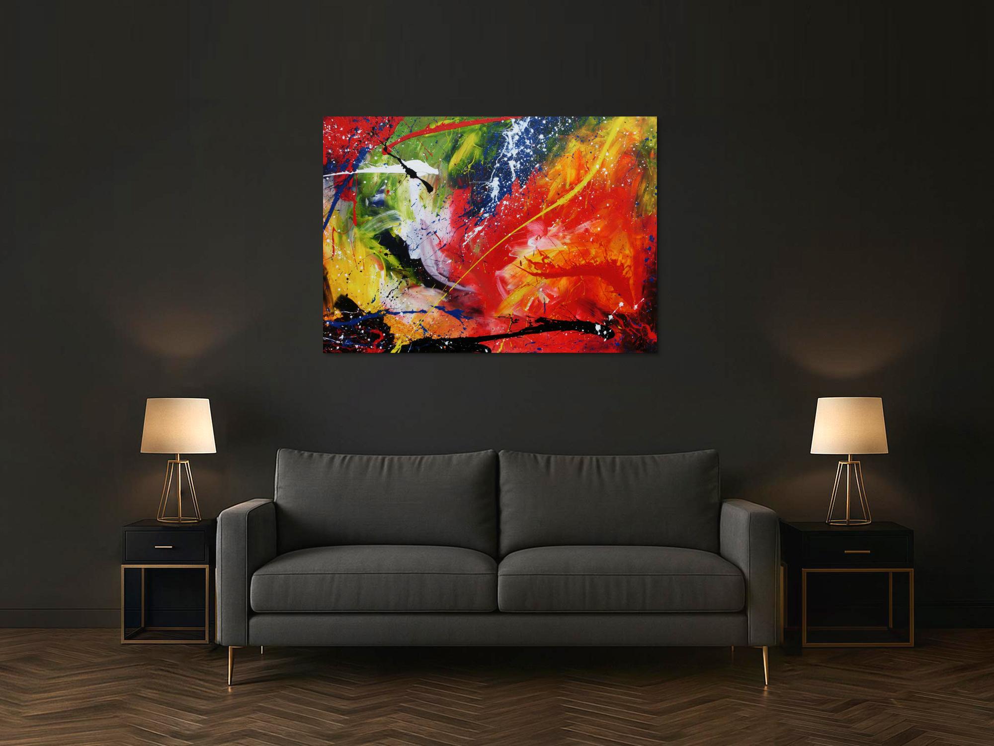 Sehr buntes Acrylgemälde abstrakt modern farbenfroh