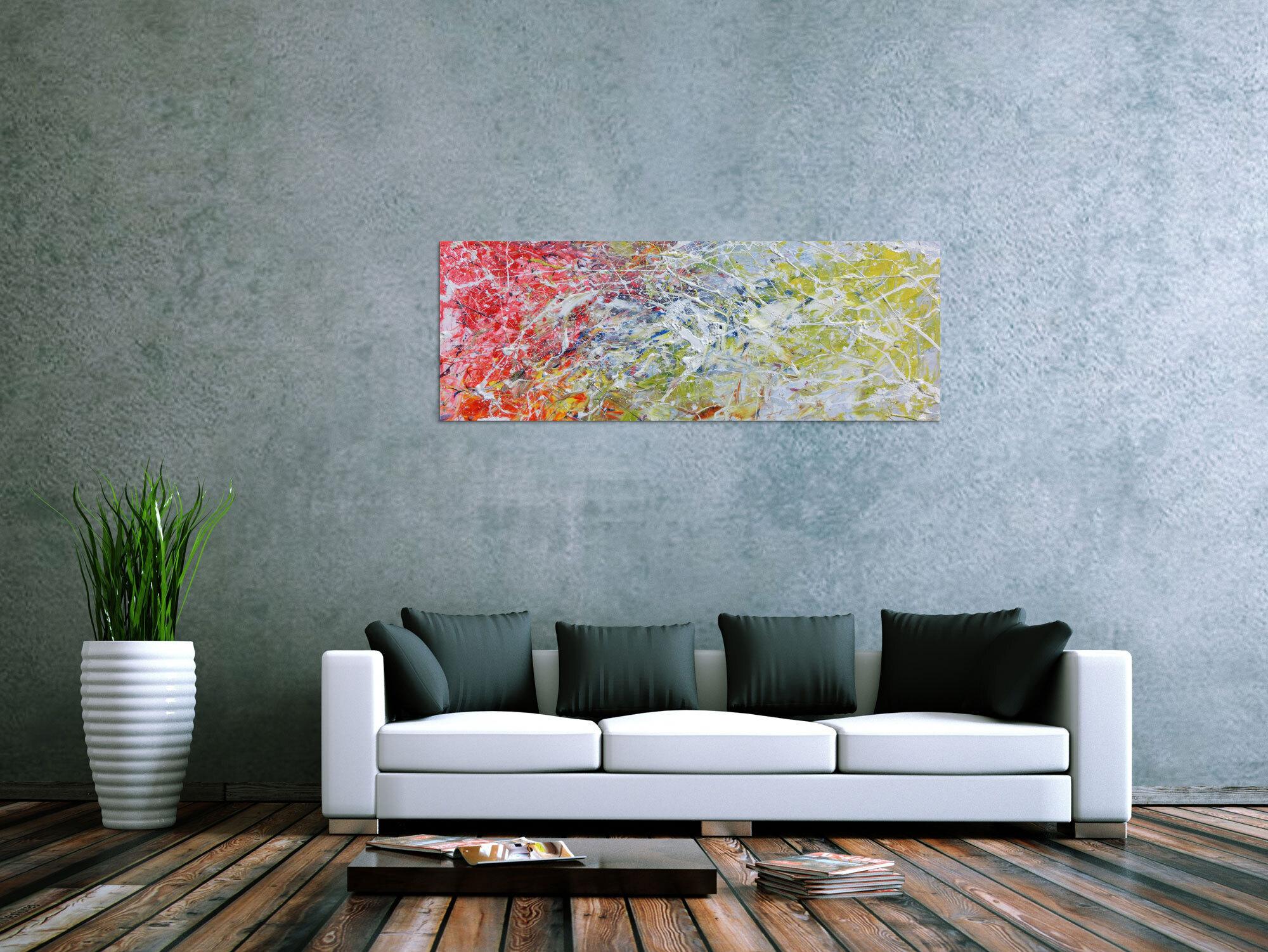 Abstraktes Kunstwerk in Rot und Orange