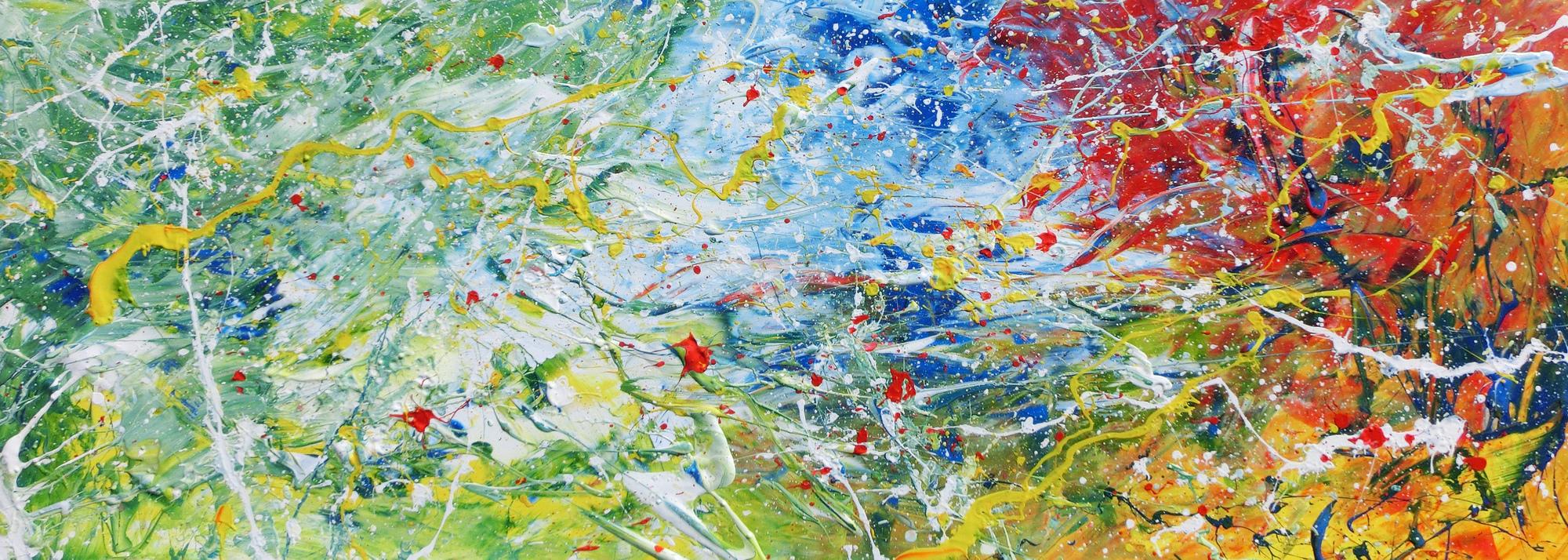 Abstraktes Gemälde modern mit hellen Farben bunt