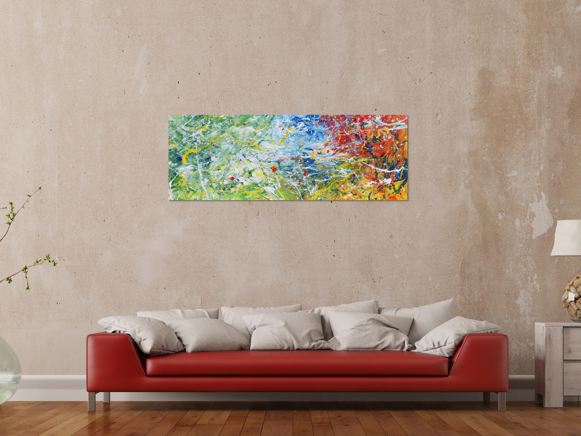 Abstraktes Gemälde modern mit hellen Farben bunt