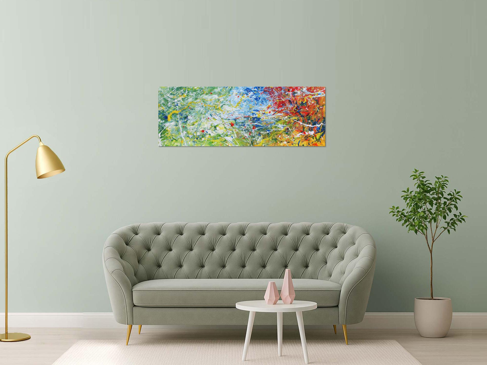 Abstraktes Gemälde modern mit hellen Farben bunt