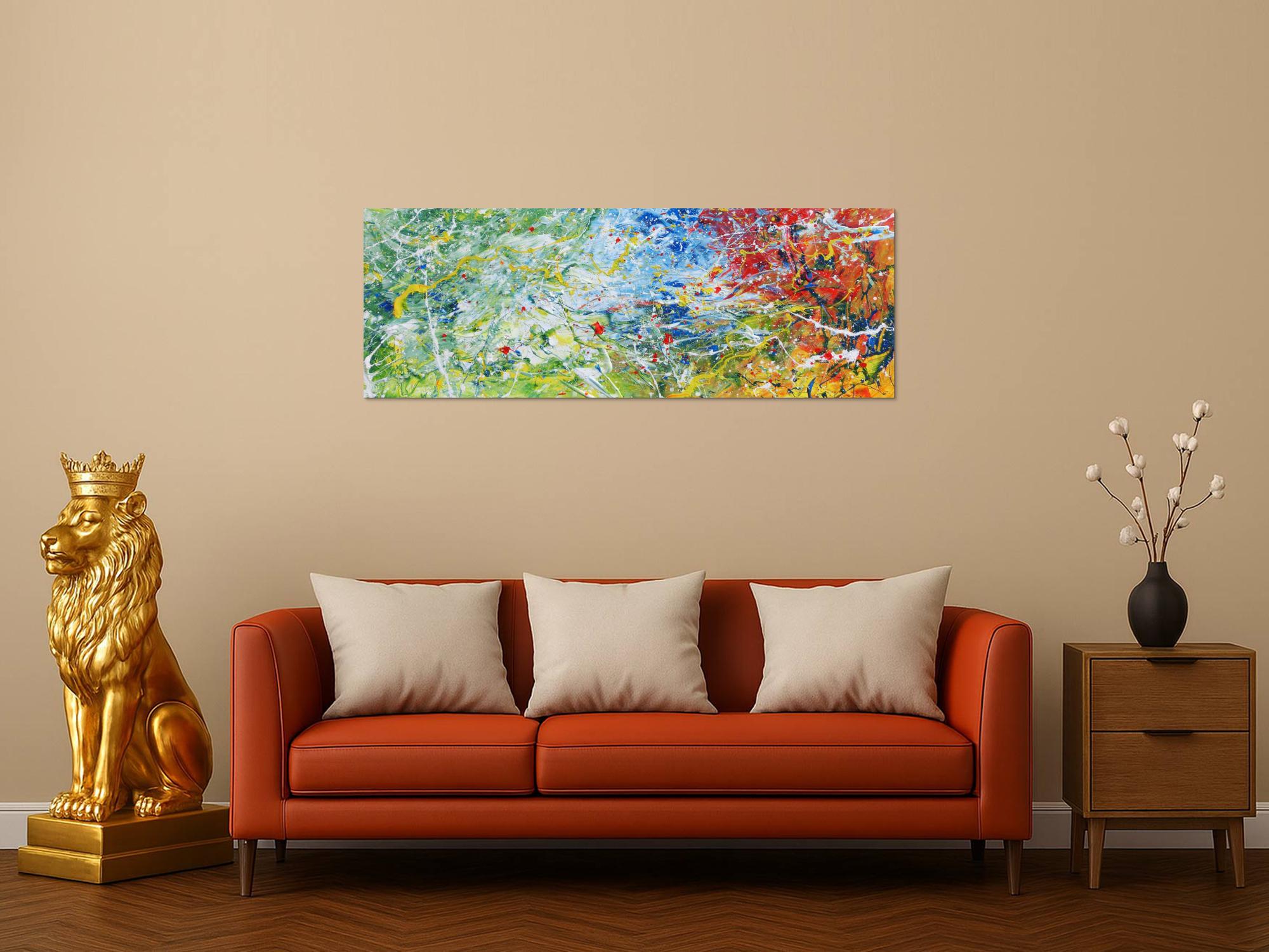 Abstraktes Gemälde modern mit hellen Farben bunt