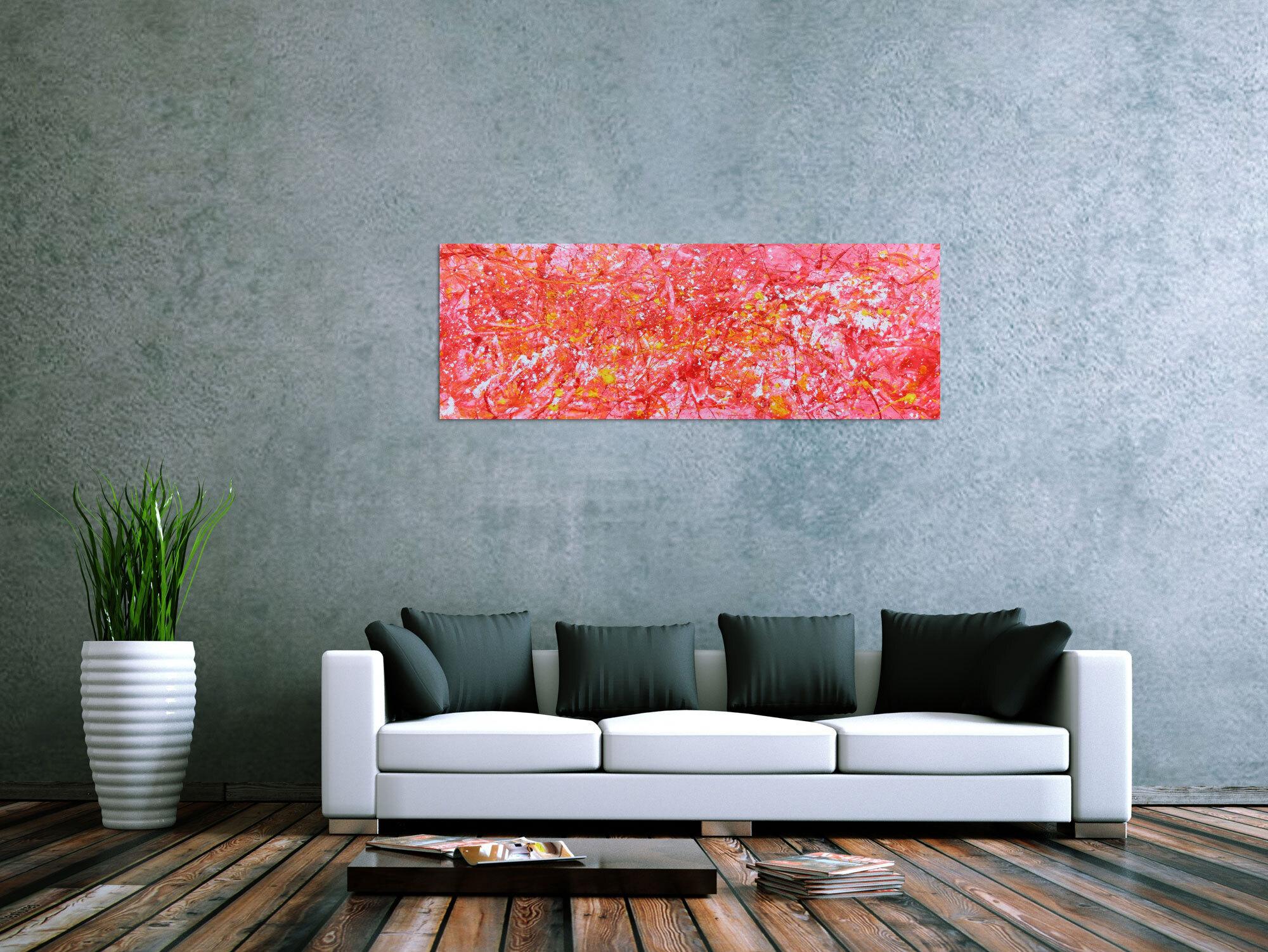 Abstraktes Kunstwerk in Rot und Orange