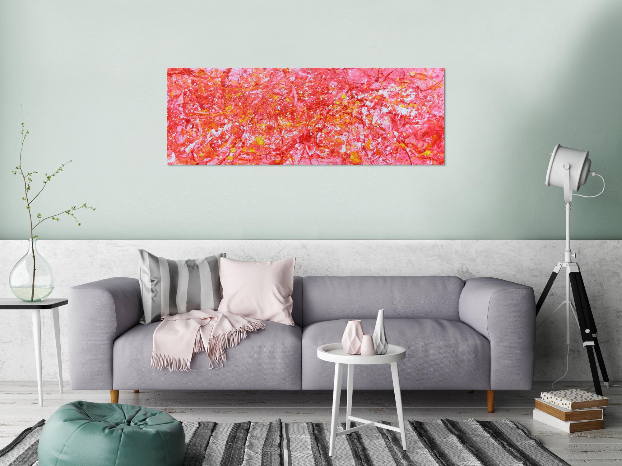 Abstraktes Kunstwerk in Rot und Orange