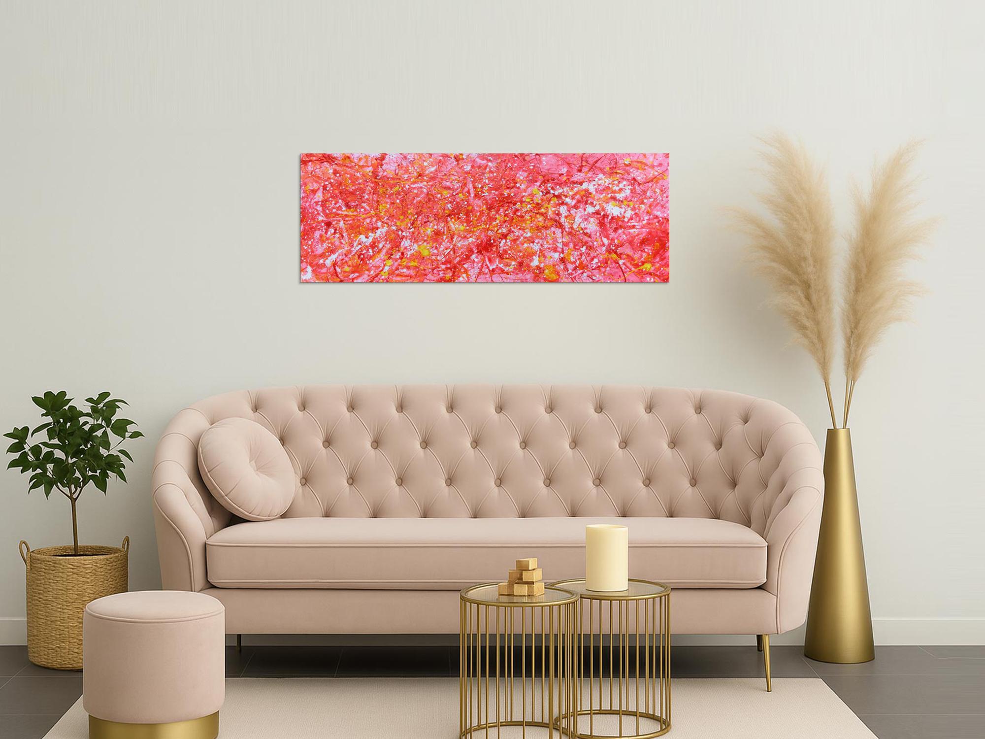 Abstraktes Acrylbild in rosa modern hell freundlich