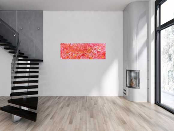 Abstraktes Acrylbild in rosa modern hell freundlich