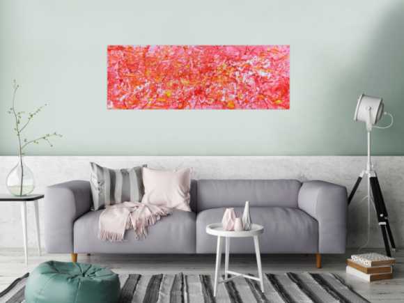 Abstraktes Acrylbild in rosa modern hell freundlich