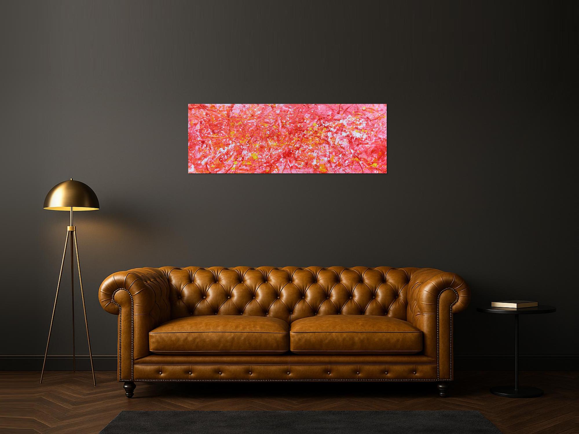 Abstraktes Acrylbild in rosa modern hell freundlich