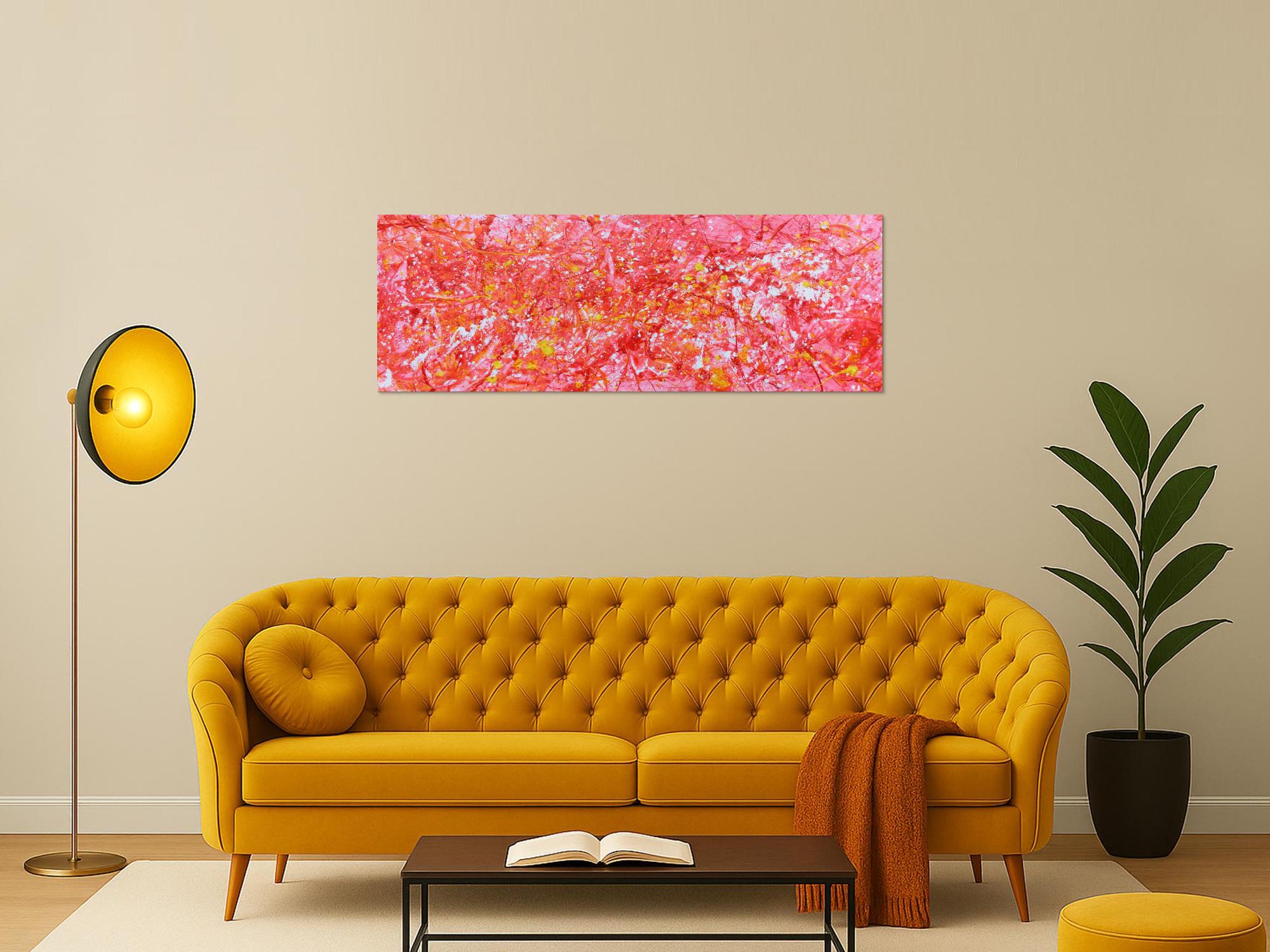 Abstraktes Acrylbild in rosa modern hell freundlich