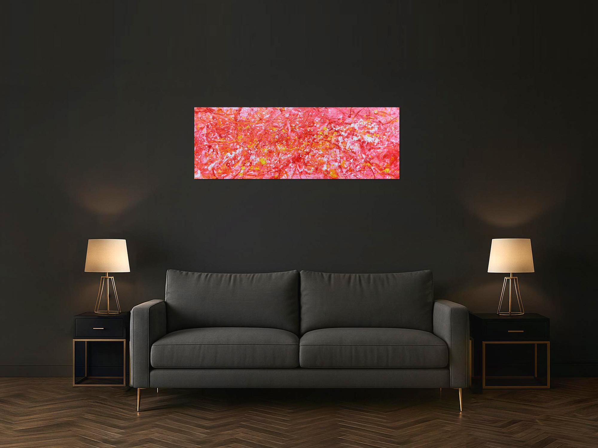 Abstraktes Acrylbild in rosa modern hell freundlich