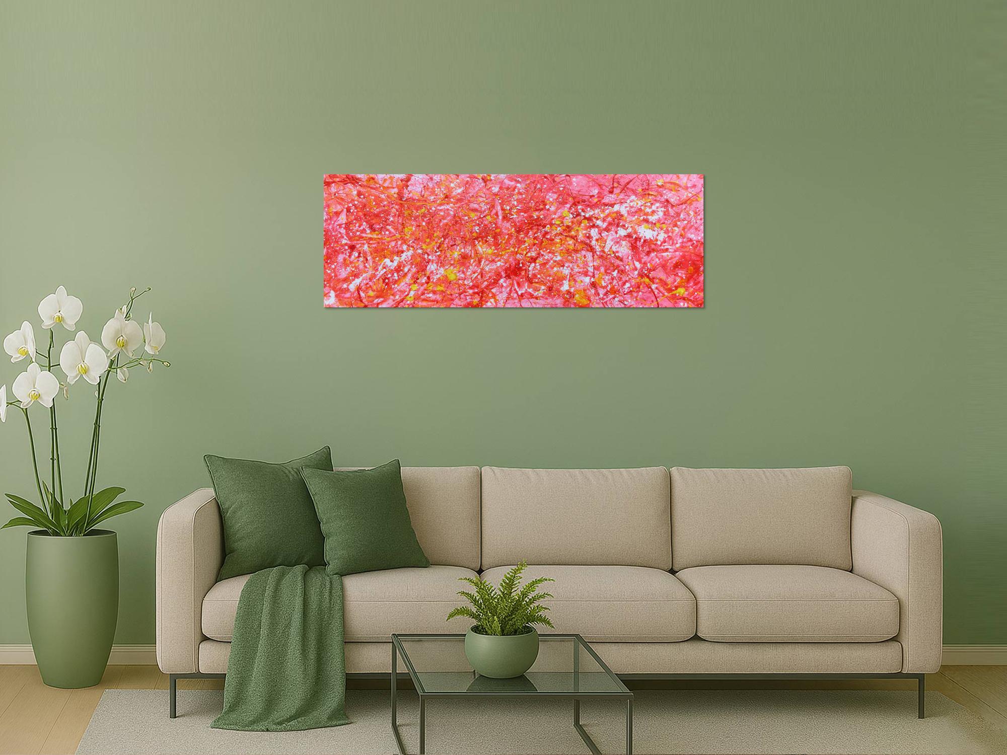 Abstraktes Acrylbild in rosa modern hell freundlich