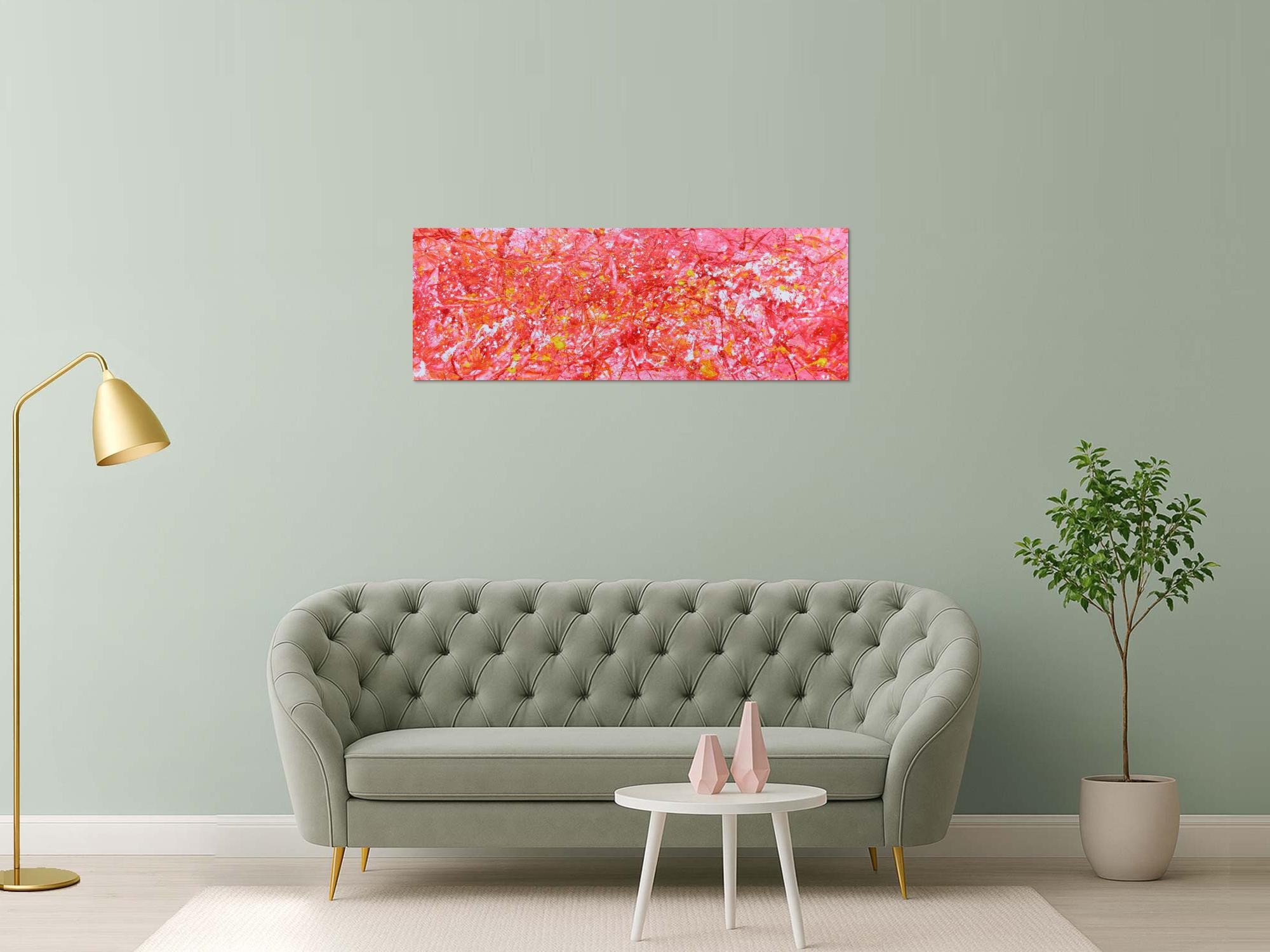 Abstraktes Acrylbild in rosa modern hell freundlich