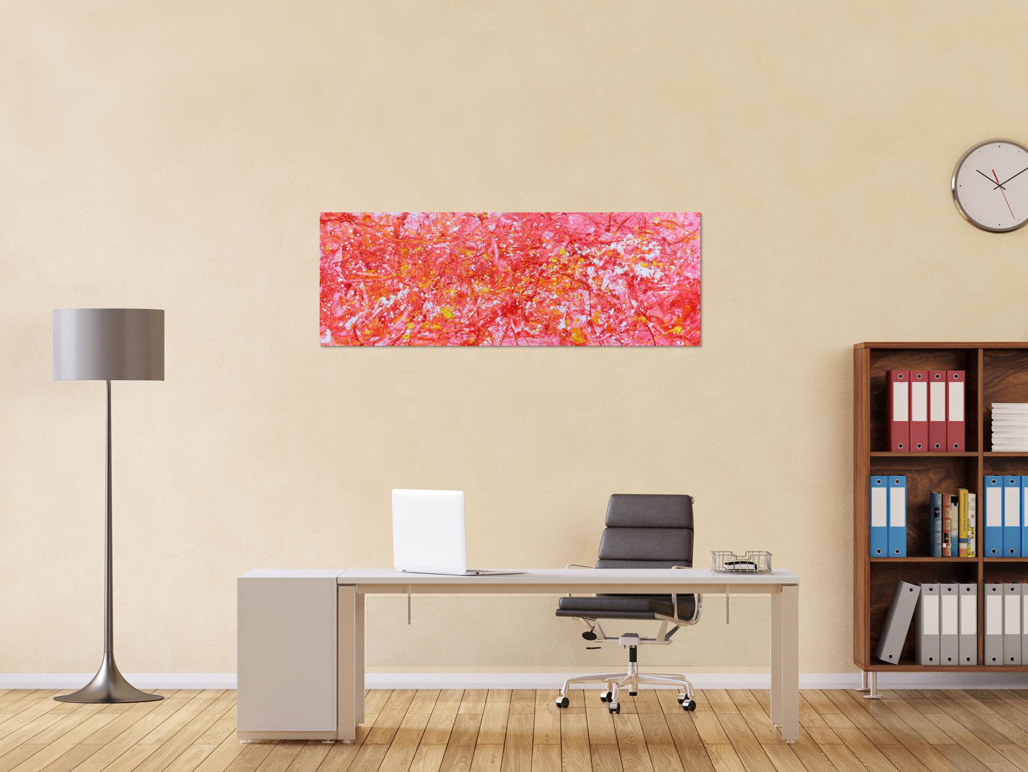 Abstraktes Acrylbild in rosa modern hell freundlich