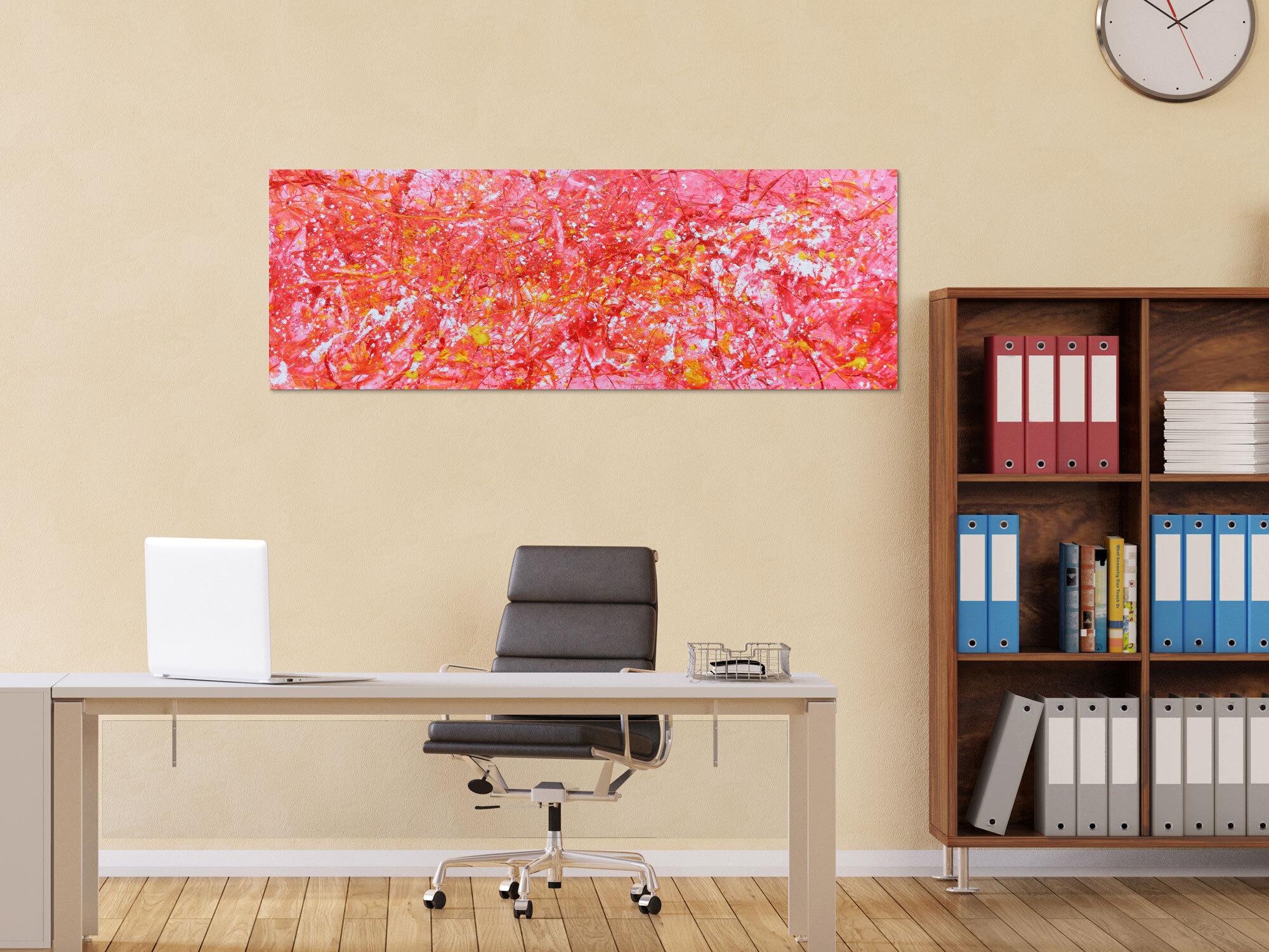 Abstraktes Acrylbild in rosa modern hell freundlich