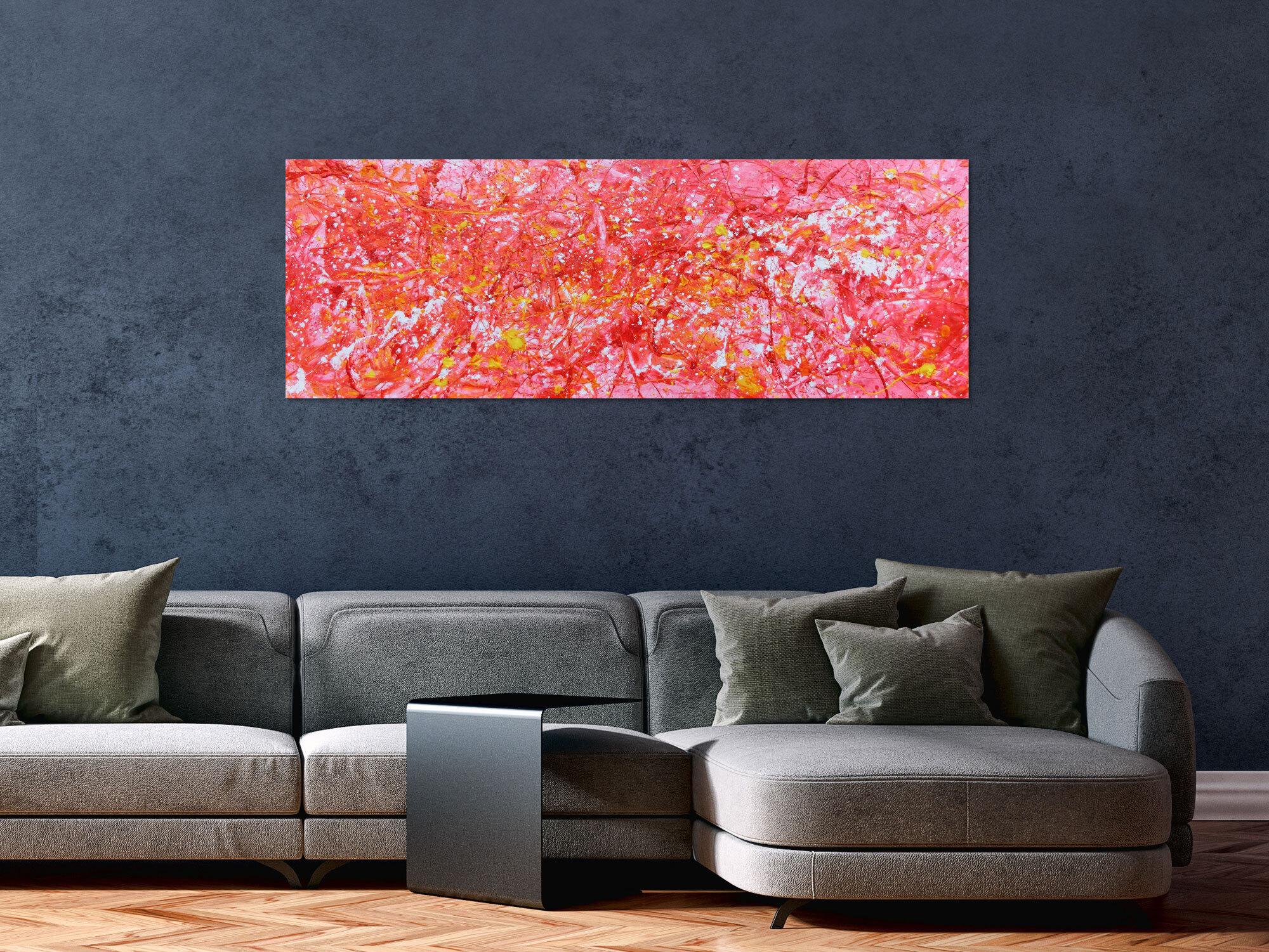 Abstraktes Acrylbild in rosa modern hell freundlich