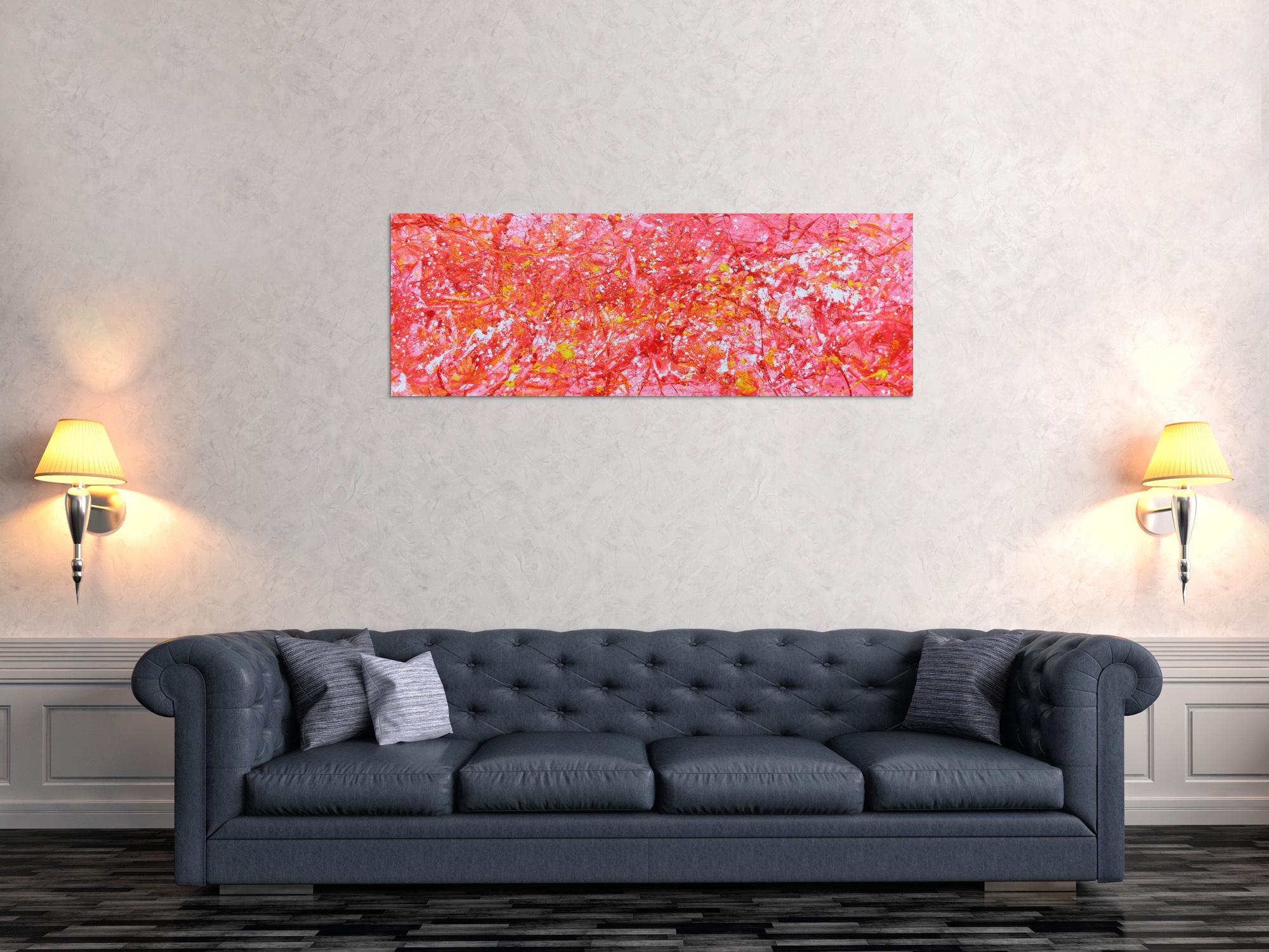 Abstraktes Acrylbild in rosa modern hell freundlich