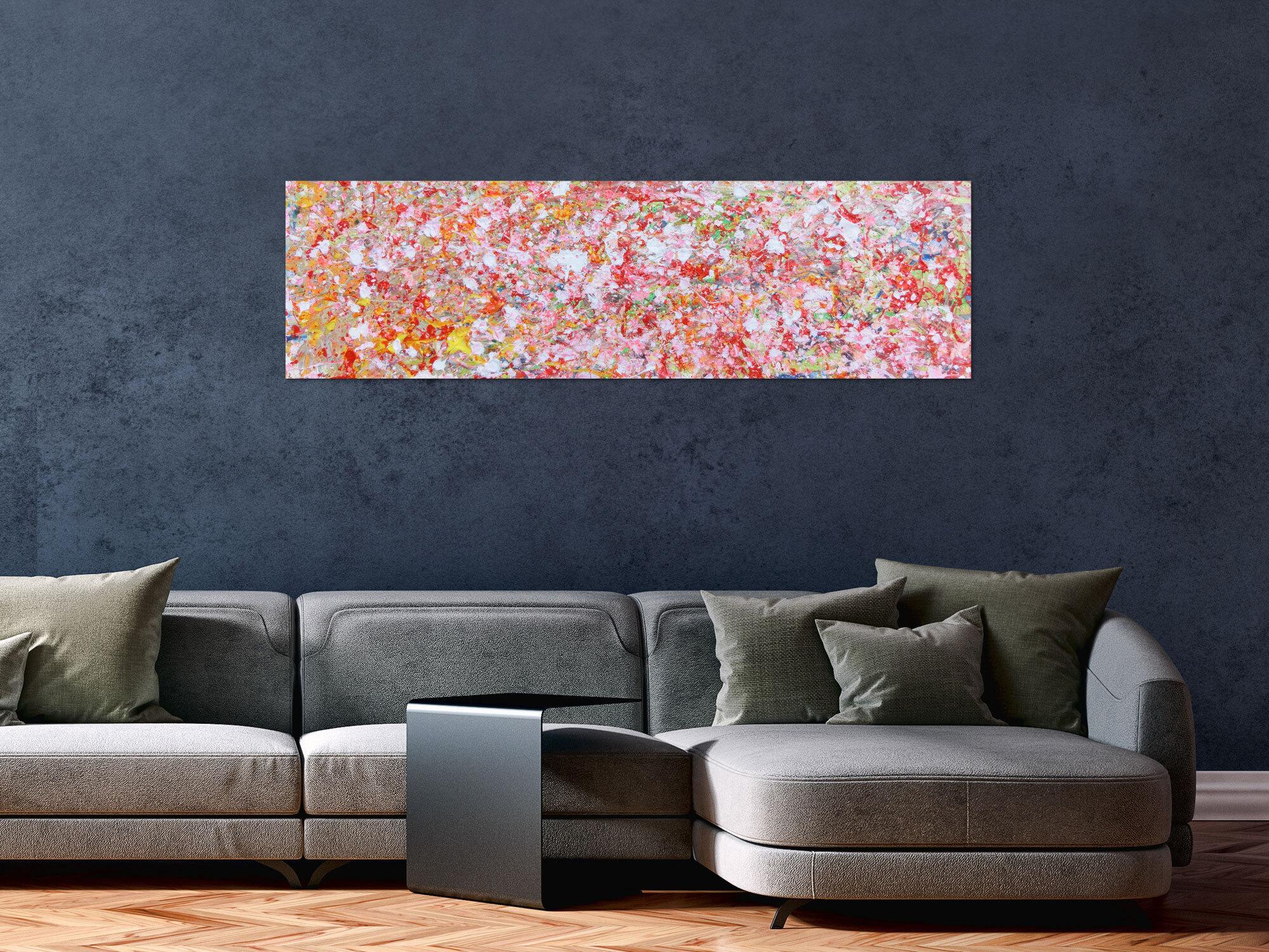 Sehr modernes Acrylgemälde abstrakt mit hellen Farben