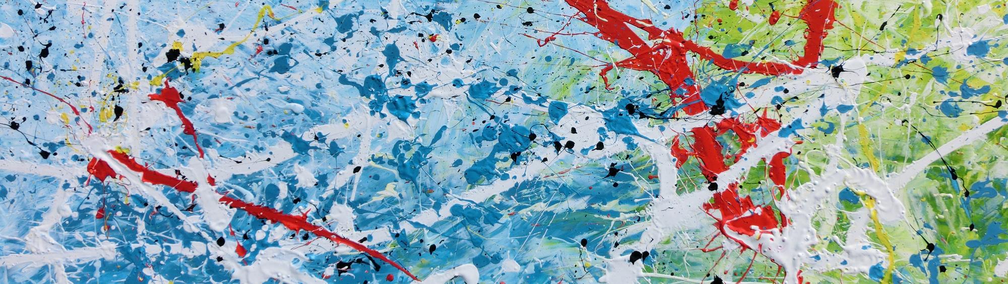 Abstraktes Gemälde mit viel blau modern und hell