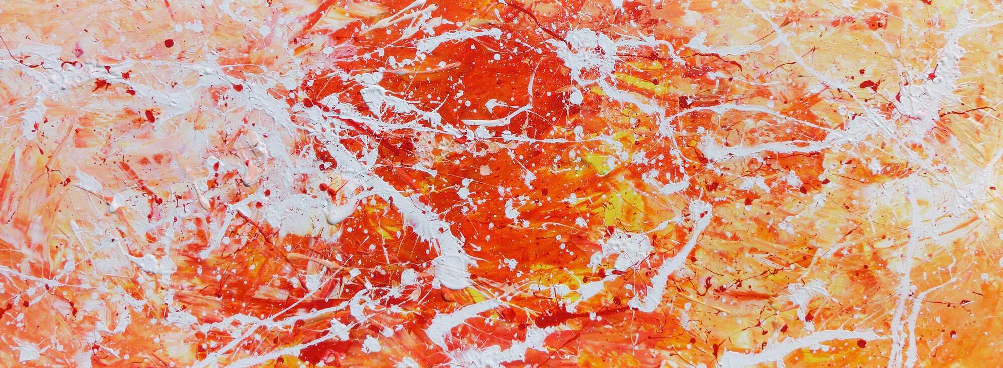 Abstraktes Acrylgemälde modern orange und weiß