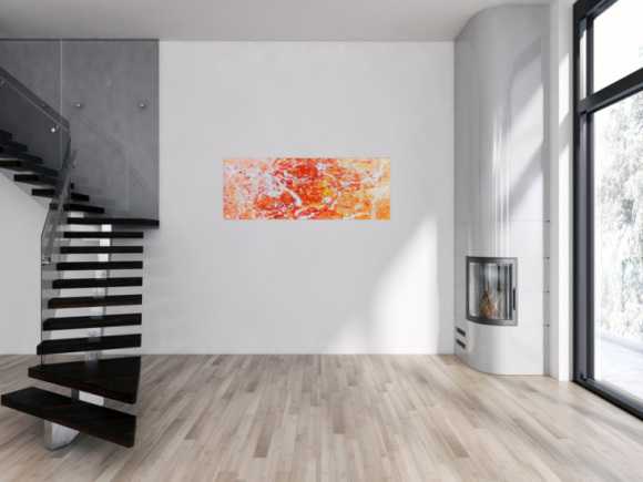 Abstraktes Acrylgemälde modern orange und weiß