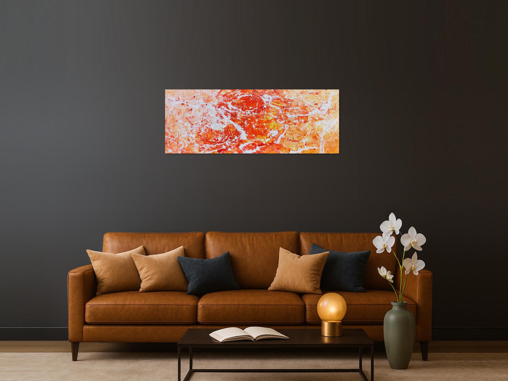 Abstraktes Acrylgemälde modern orange und weiß